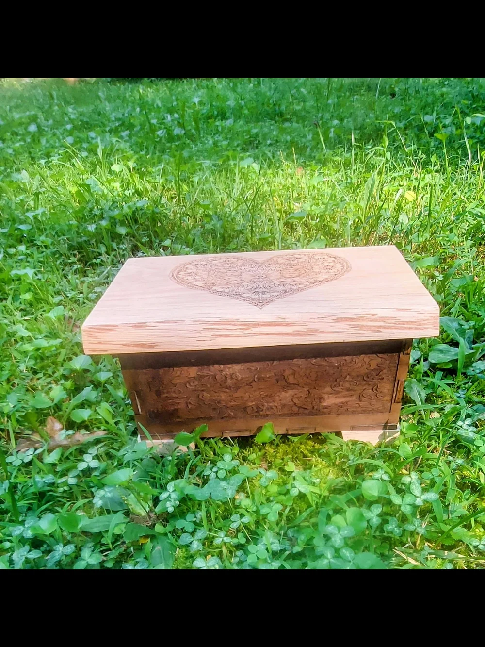 Wooden Keepsake Box with Engraved Heart